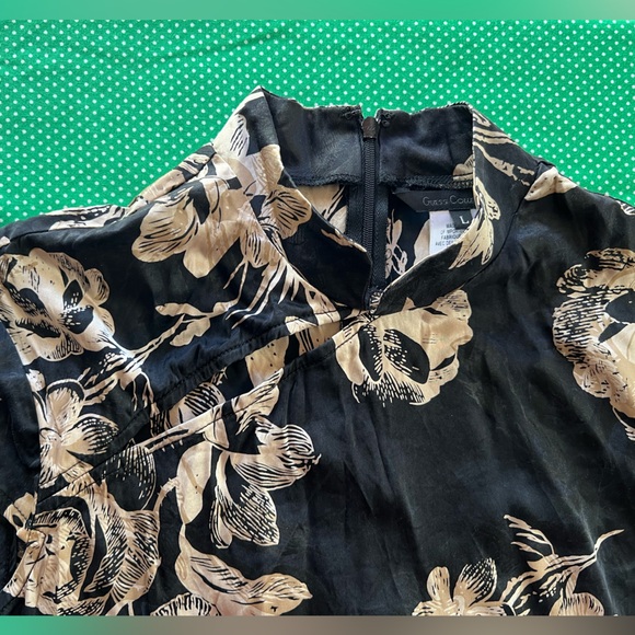 Vintage Guess Collection Black and Cream Floral Short Sleeve Dress - Picture 7 of 10